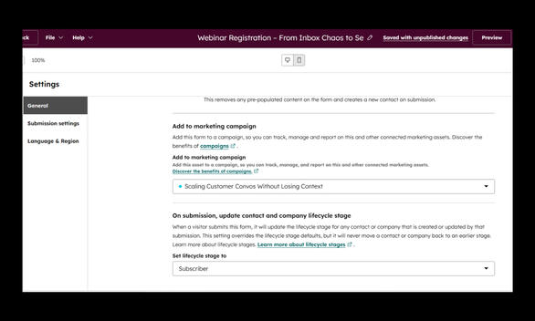 Form Settings