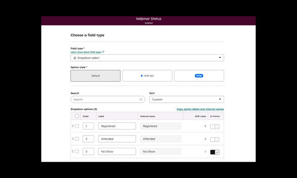 Property: Webinar Status